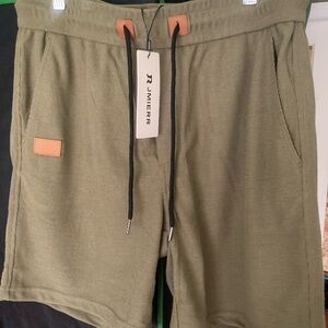 Men's Olive Green Shorts soft waffle style knit comfy, active, lightweight